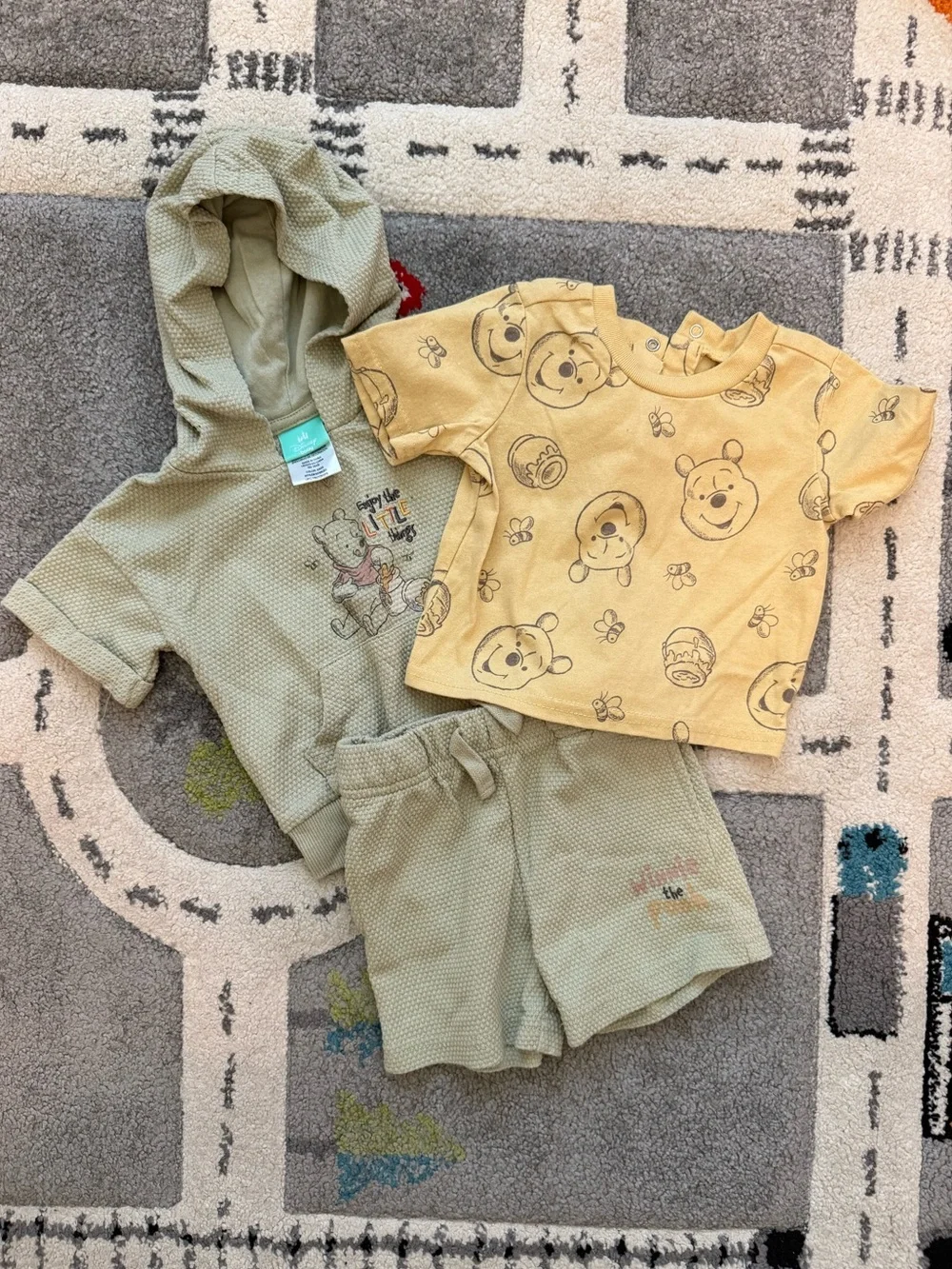 Winnie the Pooh Three-Piece Baby Set - Yellow & Sage